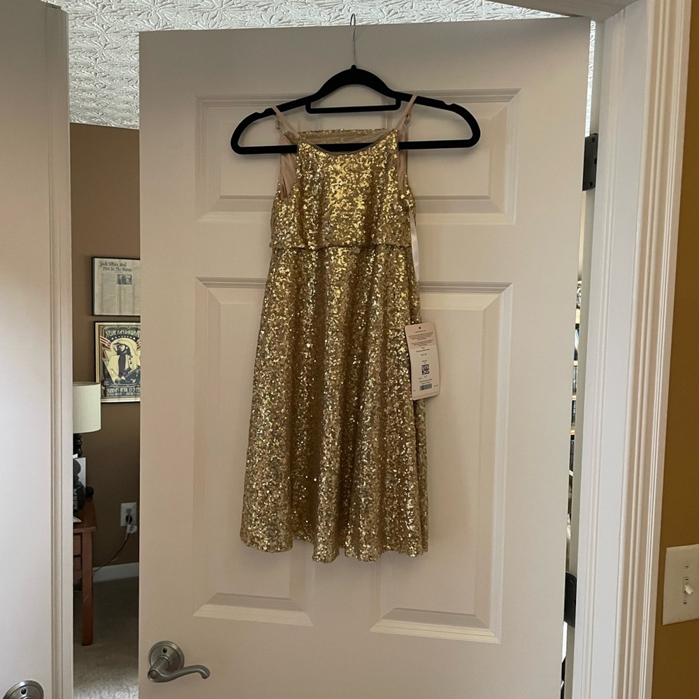Gold sequin flower girl dress - Revelry